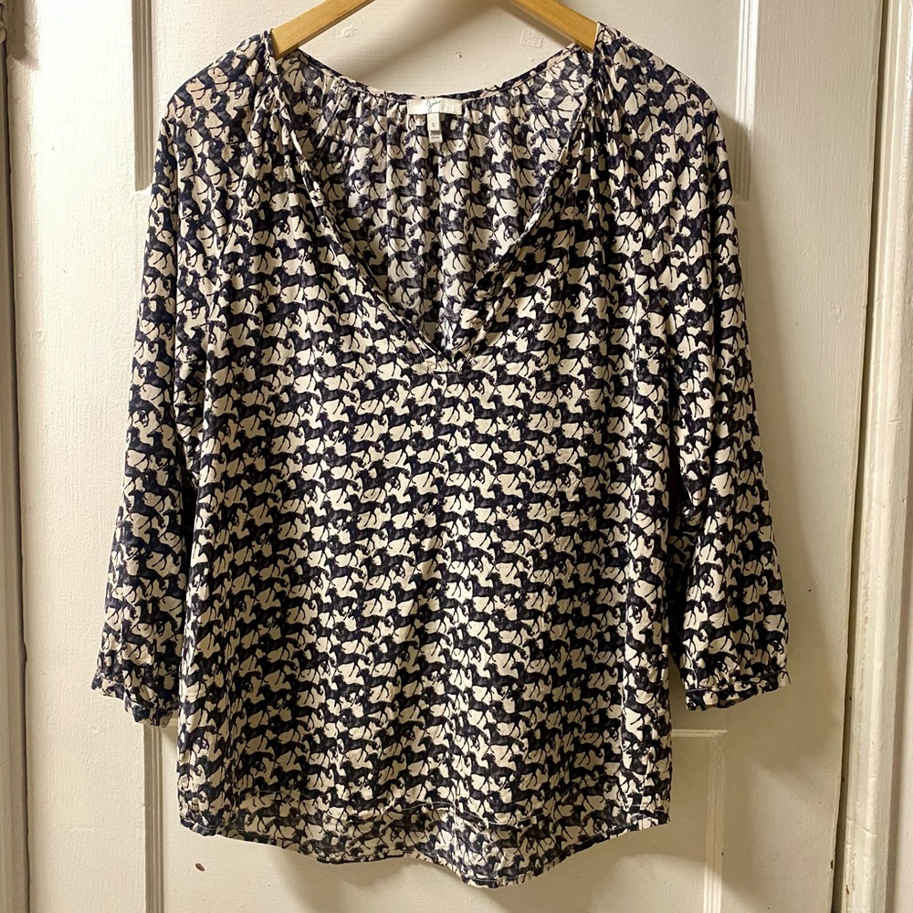 Joie Women’s Horse Patterned 100% Silk Blouse